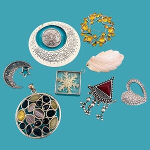 Assorted Jewelry Findings, Brooch, Pendants